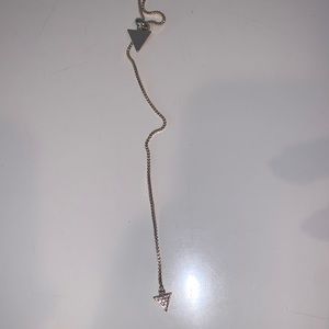 Gold triangle laryat necklace